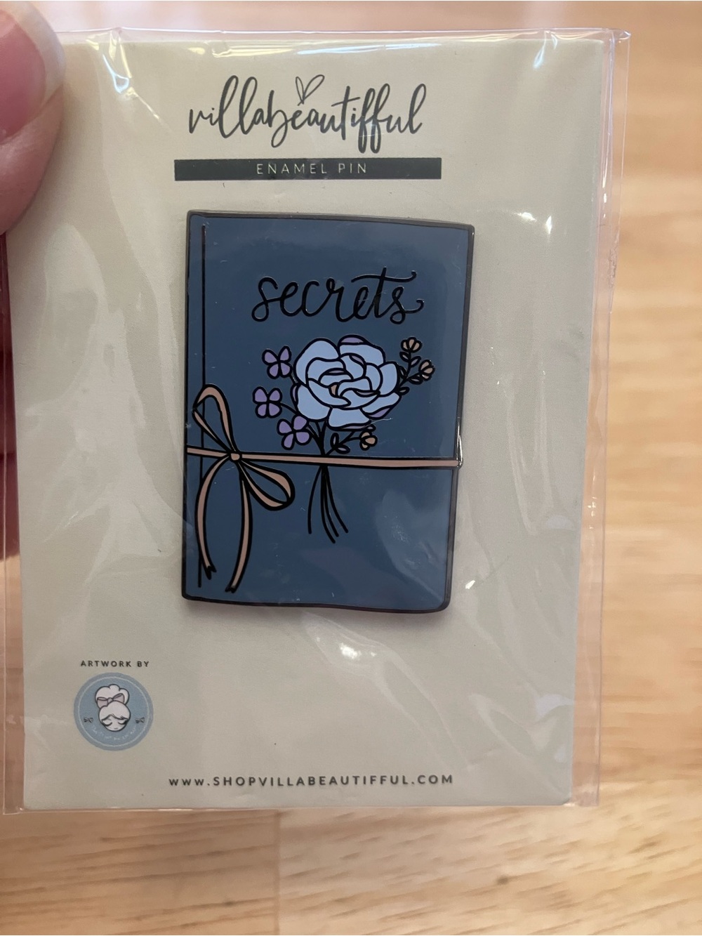 Villabeautiful "Secrets" Blue Floral Enamel Pin